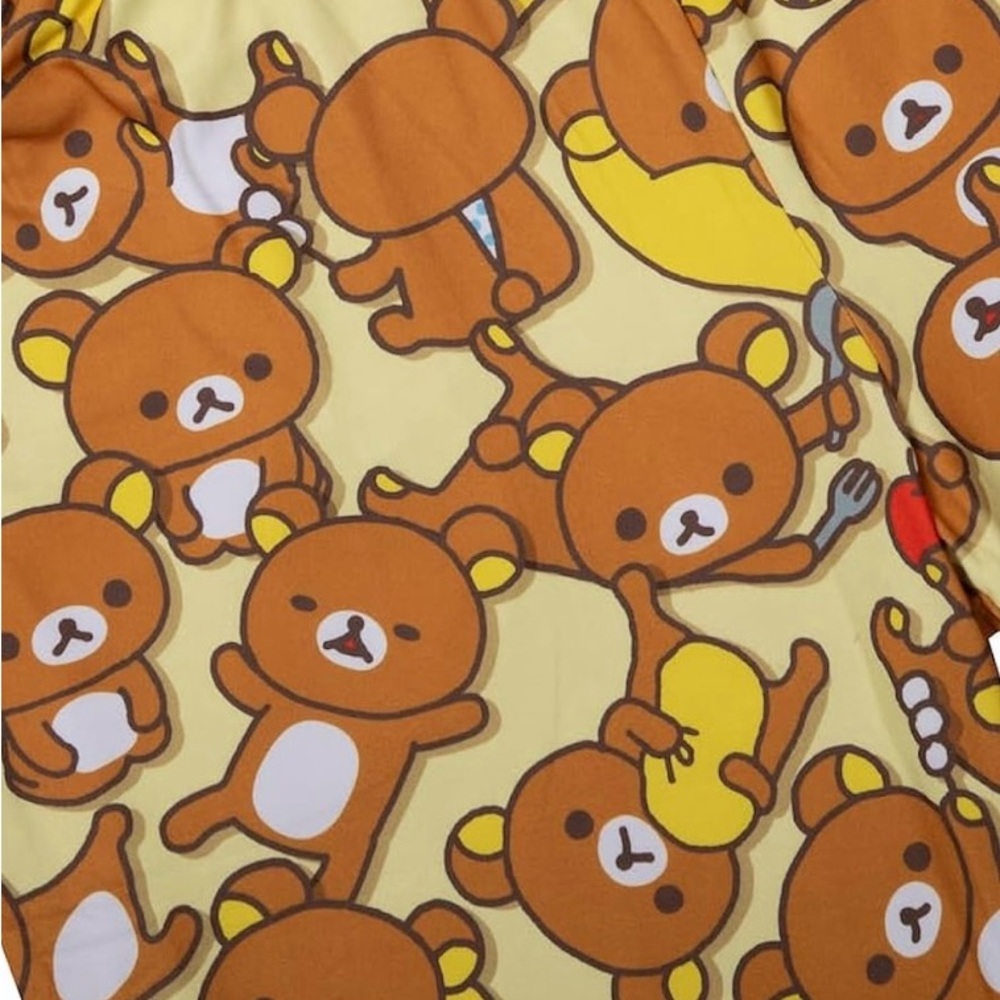 Bioworld Rilakkuma Yellow and Brown Teddy Bear Pajama Short Sleeve Pant Sz XL - Picture 5 of 5